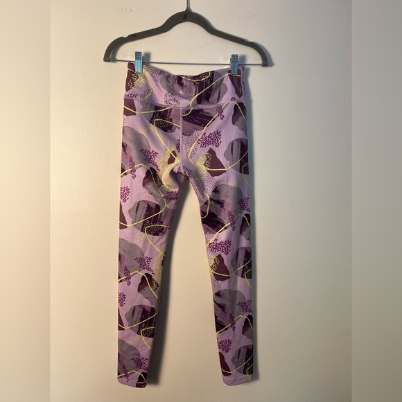Athleta Kids Purple Patterned Leggings XM/14 Seamless Casual Stretch Activewear - Picture 13 of 16